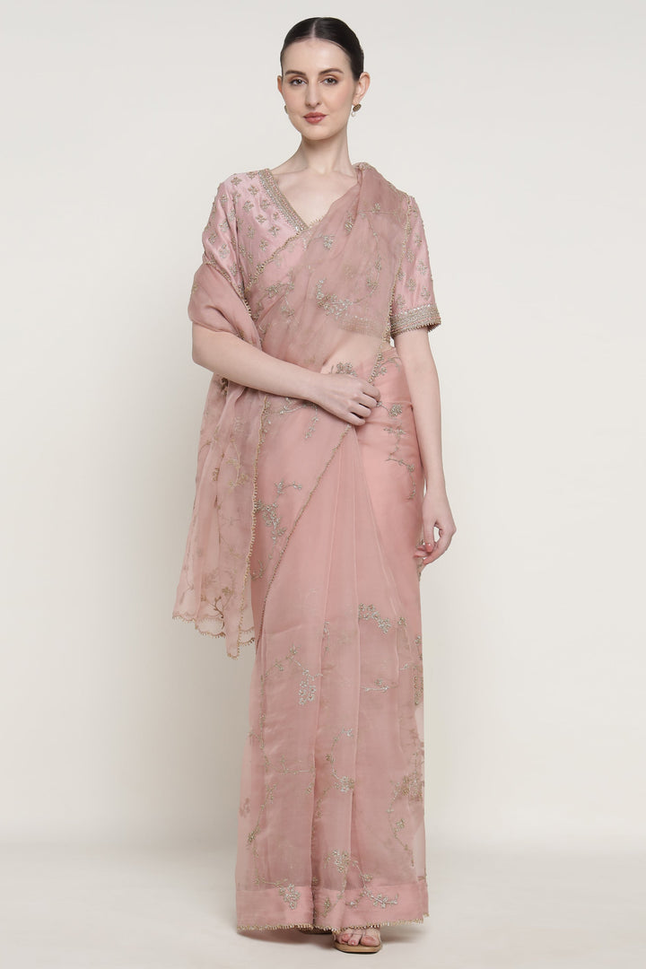 Noor Pink Vrinda Dori Saree Set