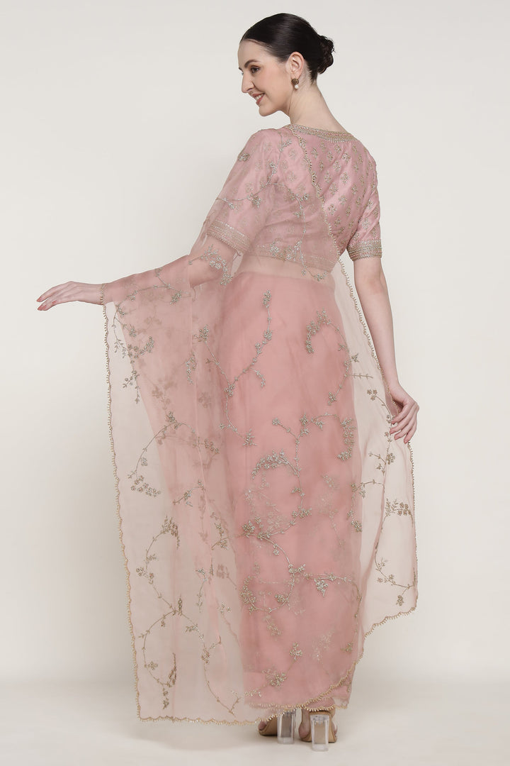 Noor Pink Vrinda Dori Saree Set