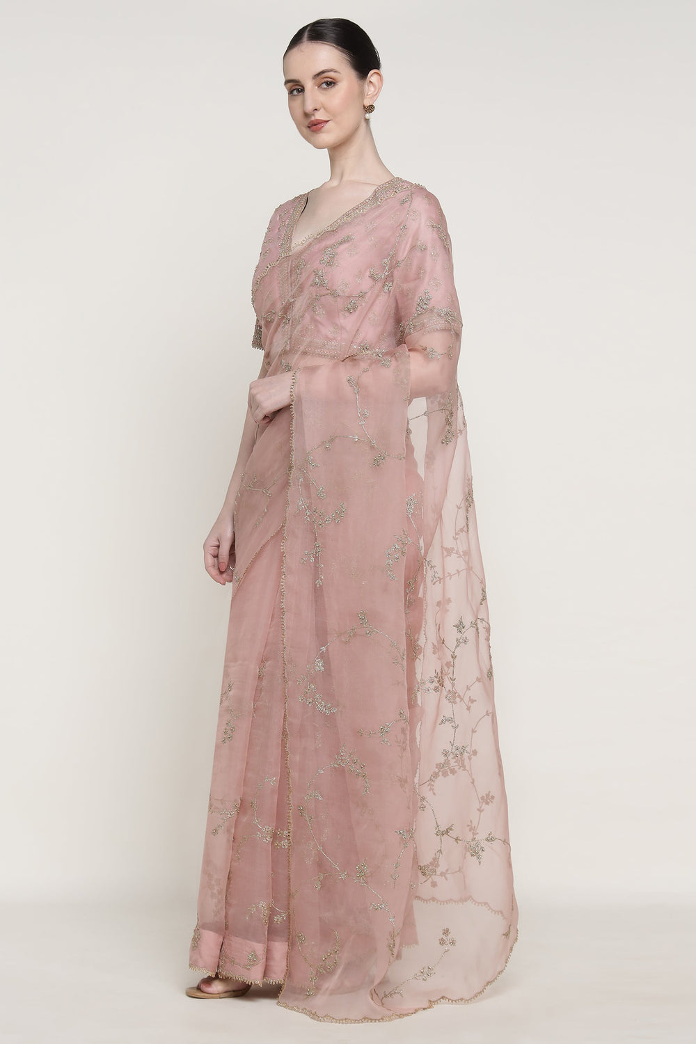 Noor Pink Vrinda Dori Saree Set