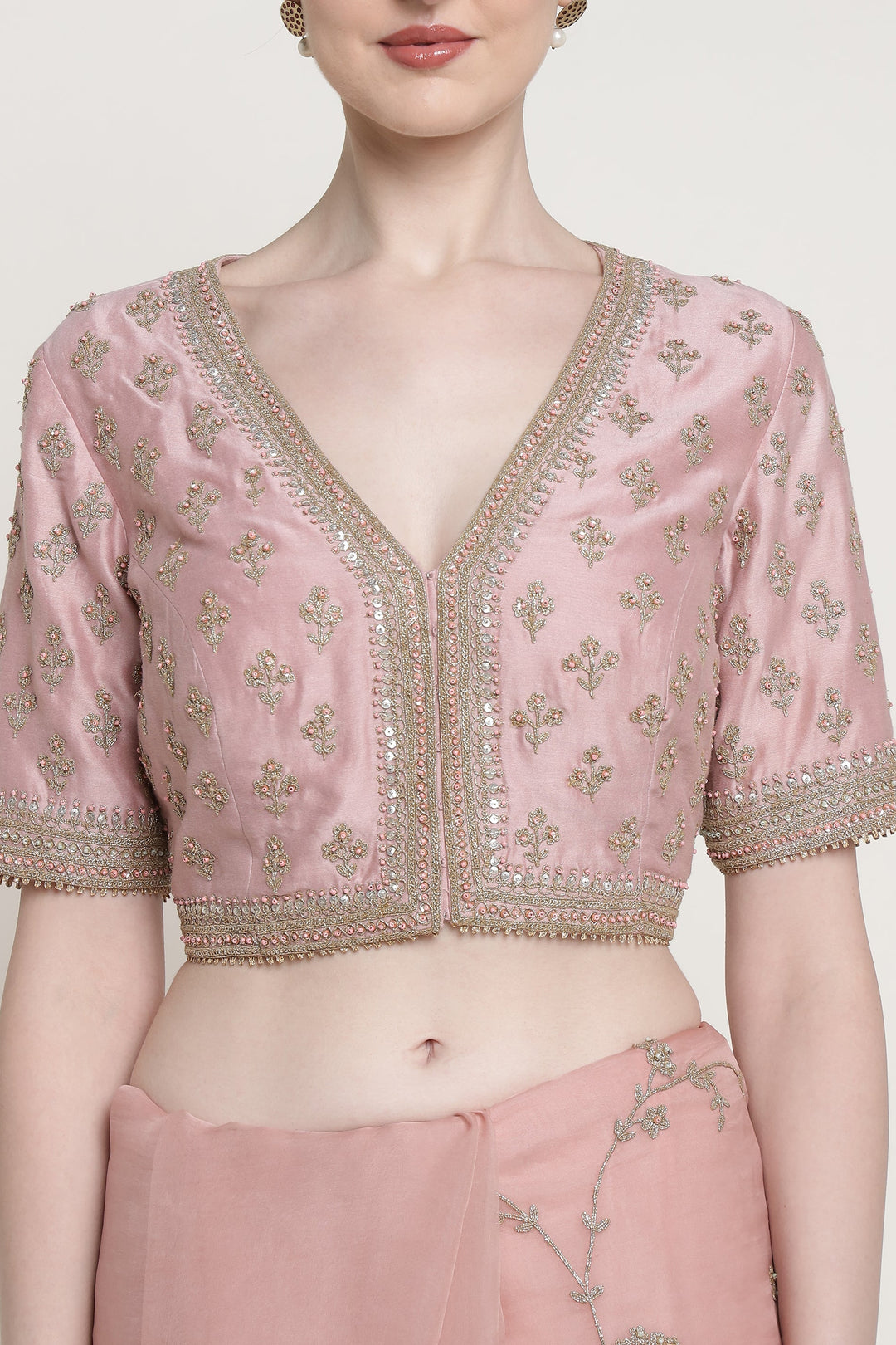 Noor Pink Vrinda Dori Saree Set