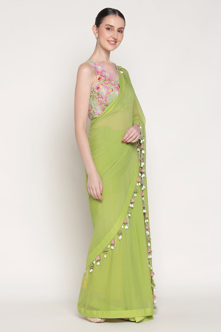 Green Serene Garden Saree