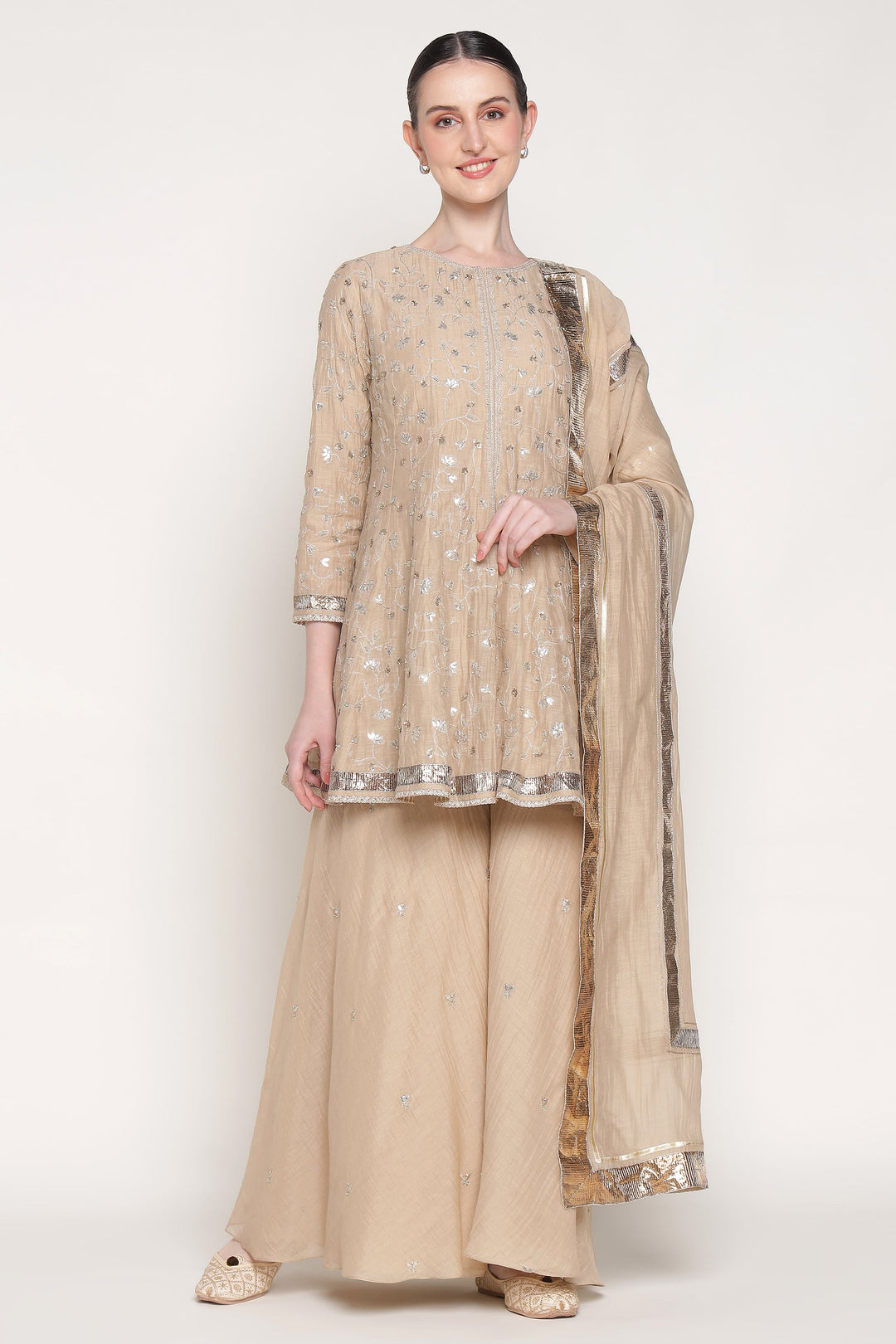 Beige Delara Short Anarkali
