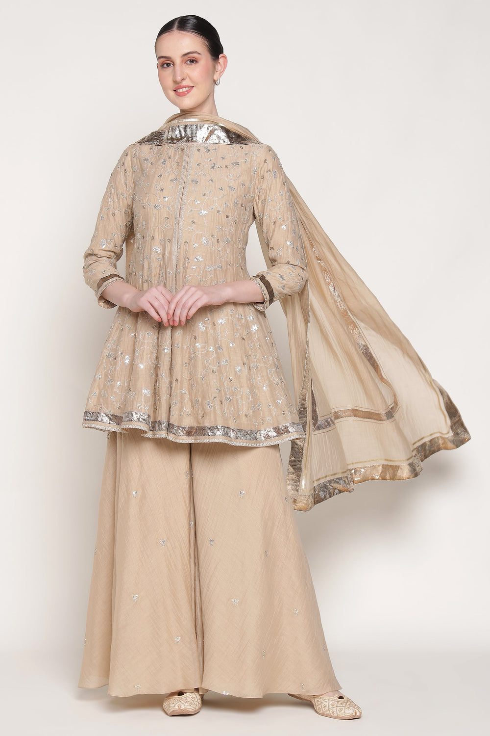 Beige Delara Short Anarkali