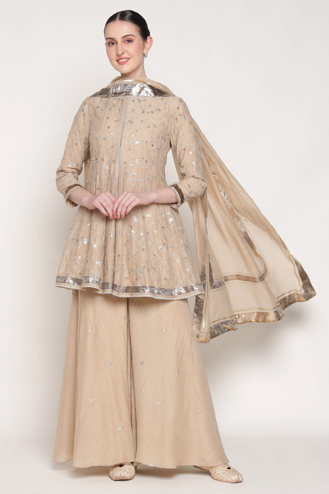 Beige Delara Short Anarkali