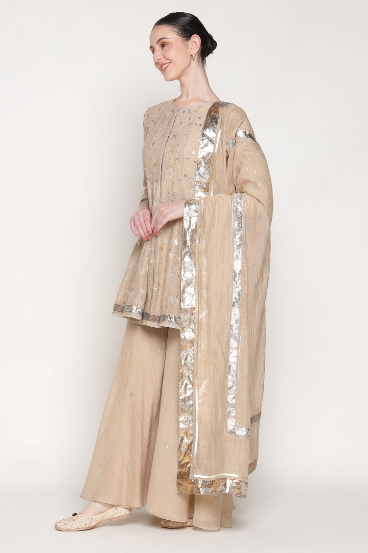 Beige Delara Short Anarkali