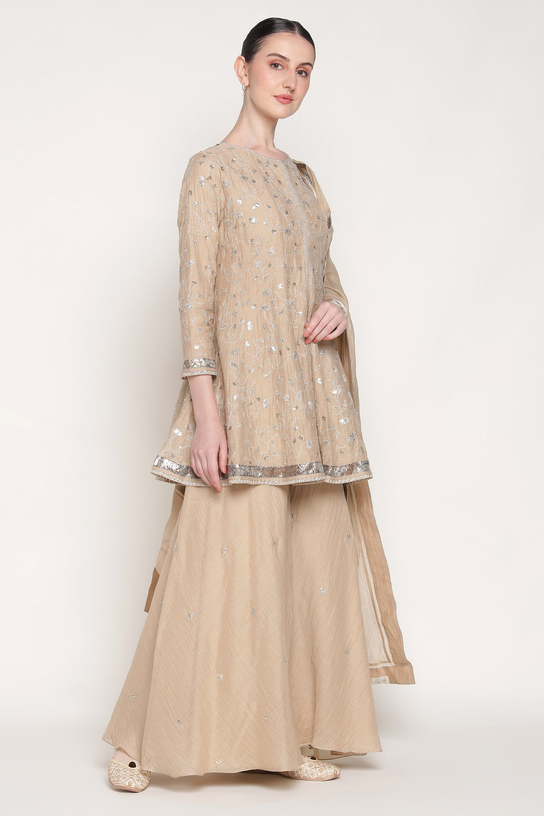 Beige Delara Short Anarkali