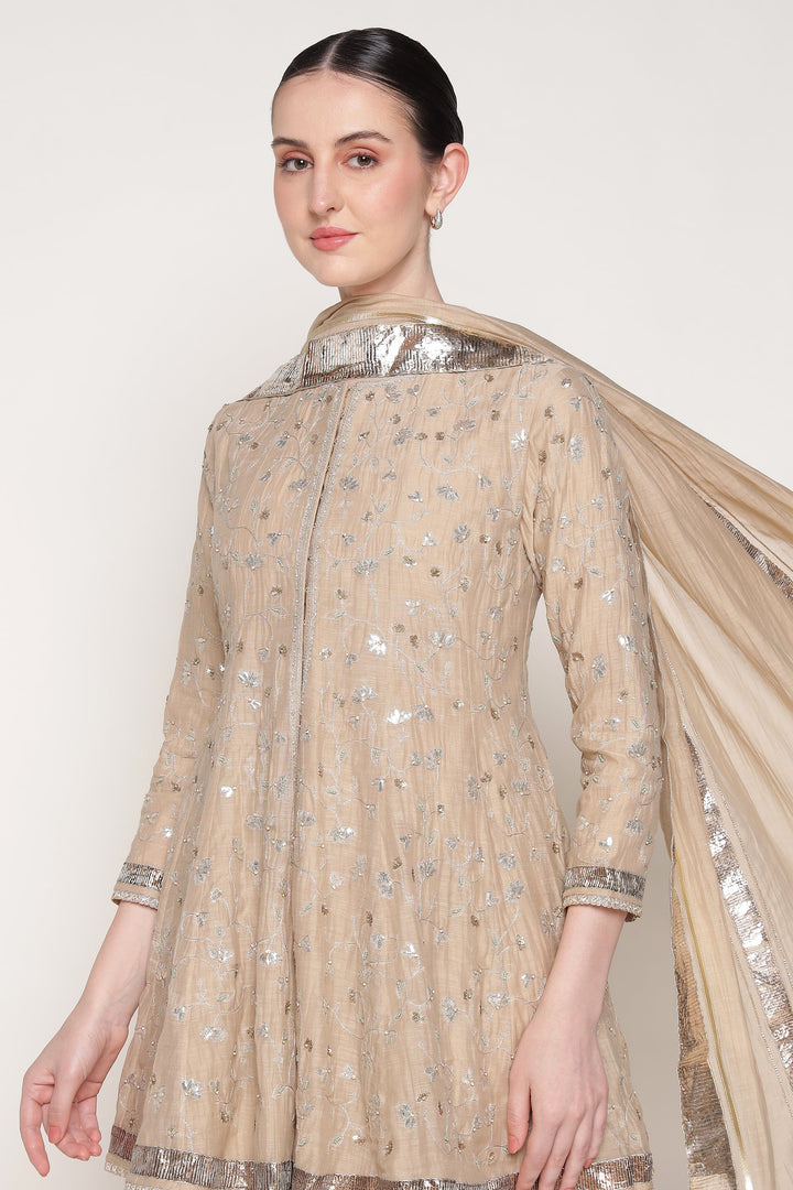 Beige Delara Short Anarkali