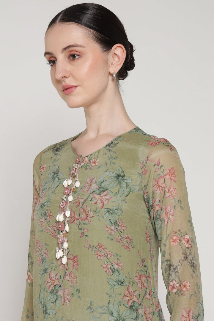 Green Bloom Shell Kurta Set