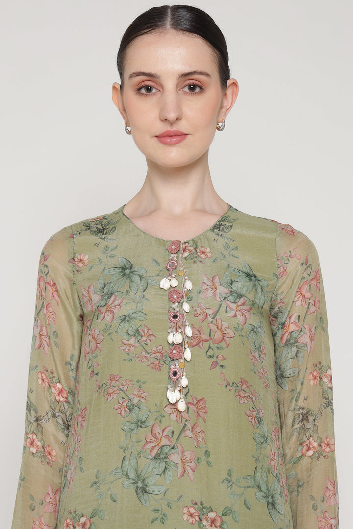 Green Bloom Shell Kurta Set