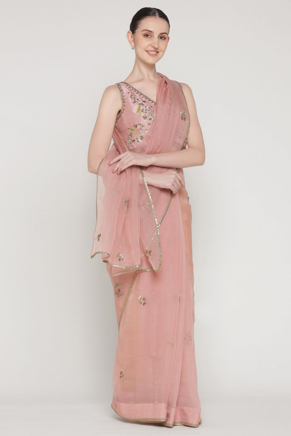 Noor Pink Blush Petal Saree