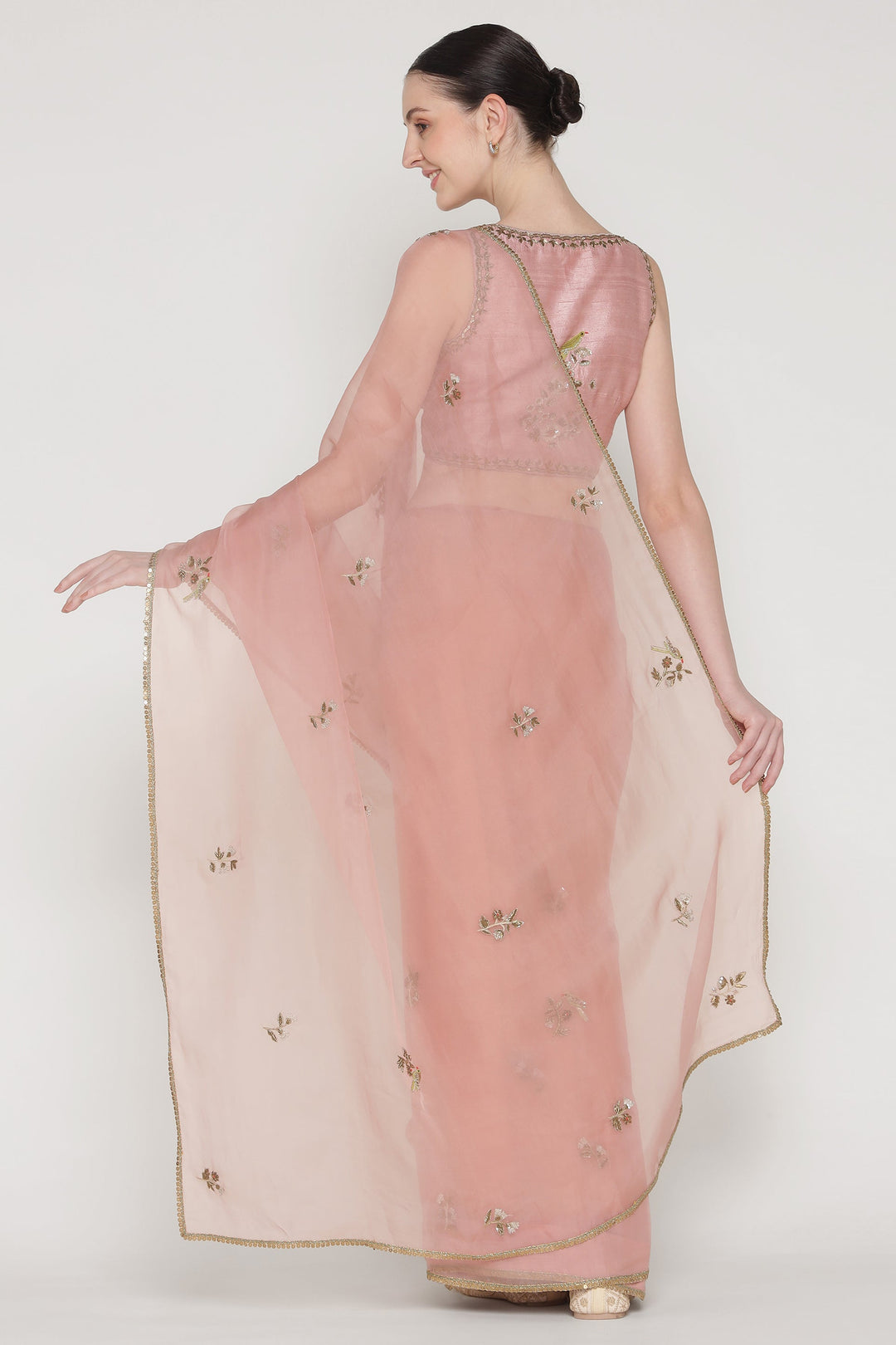 Noor Pink Blush Petal Saree