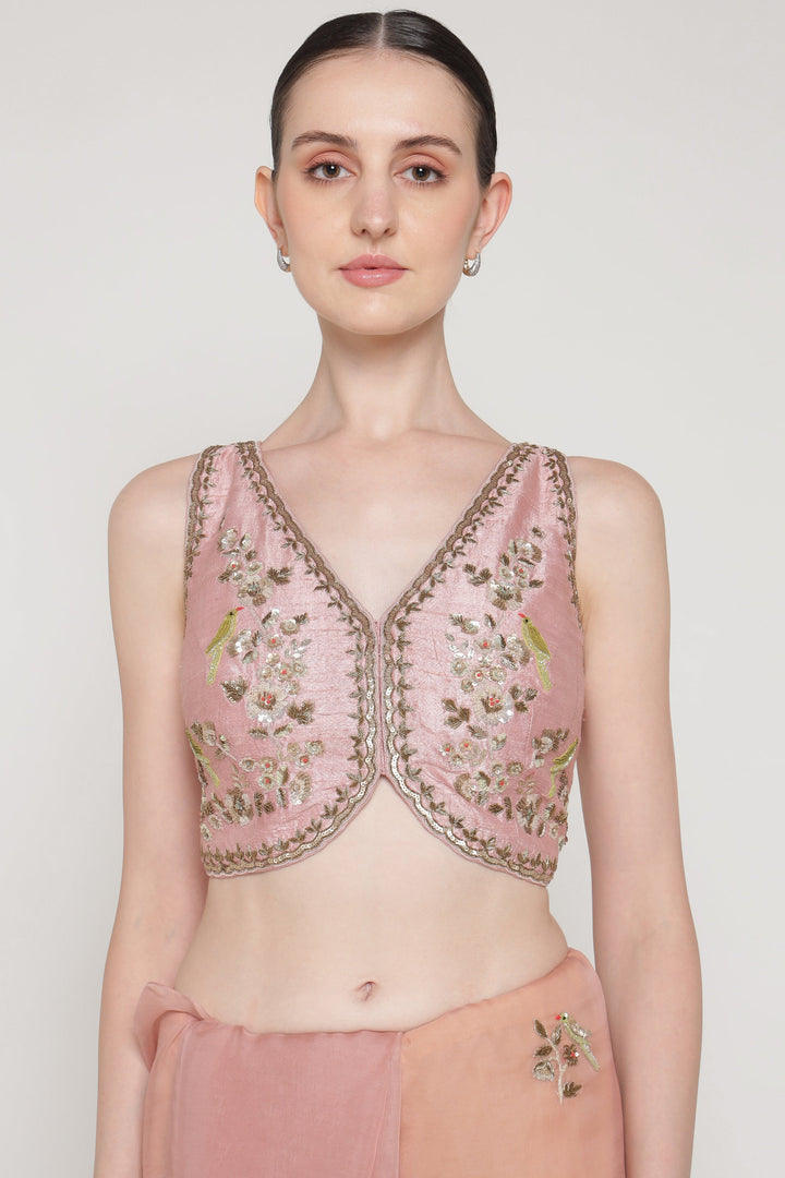 Noor Pink Blush Petal Saree