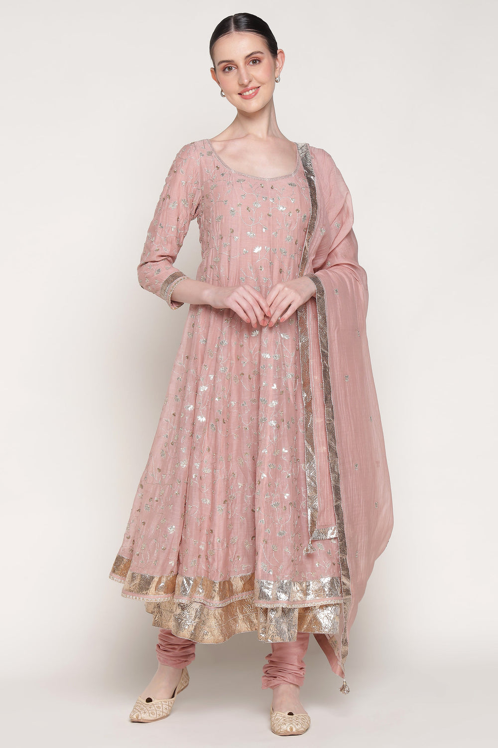 Pink Delara Long Anarkali
