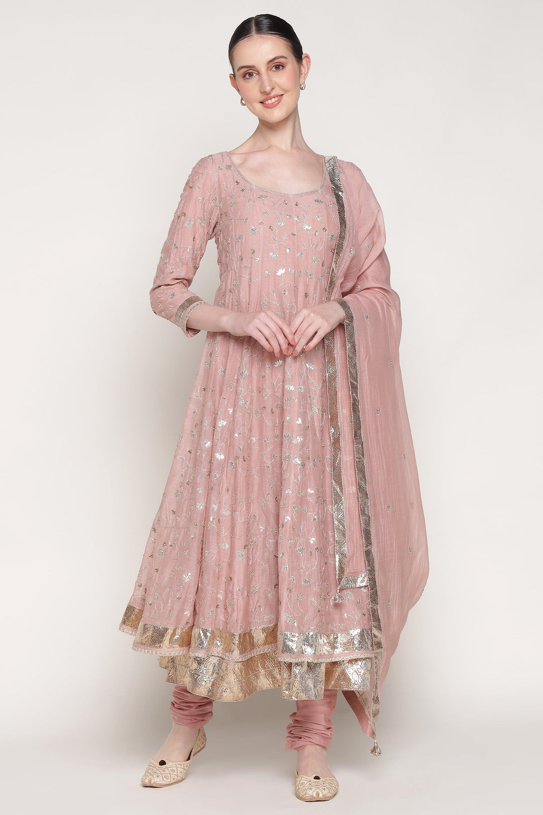 Pink Delara Long Anarkali