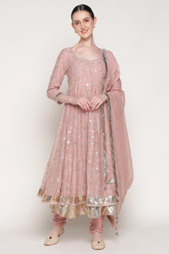 Pink Delara Long Anarkali
