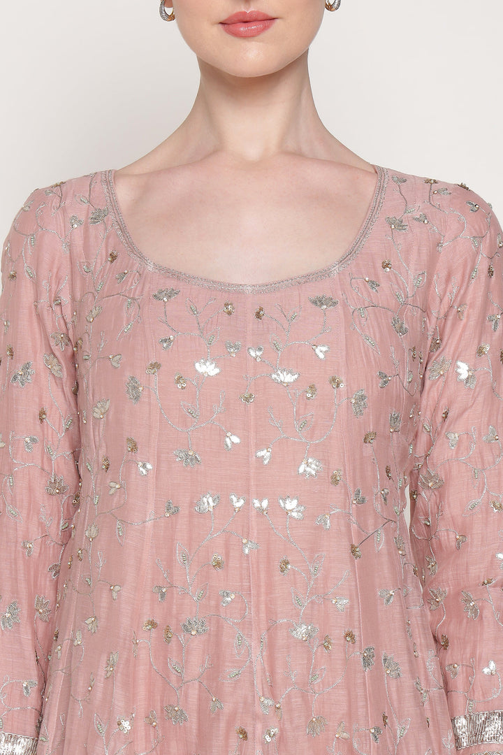 Pink Delara Long Anarkali