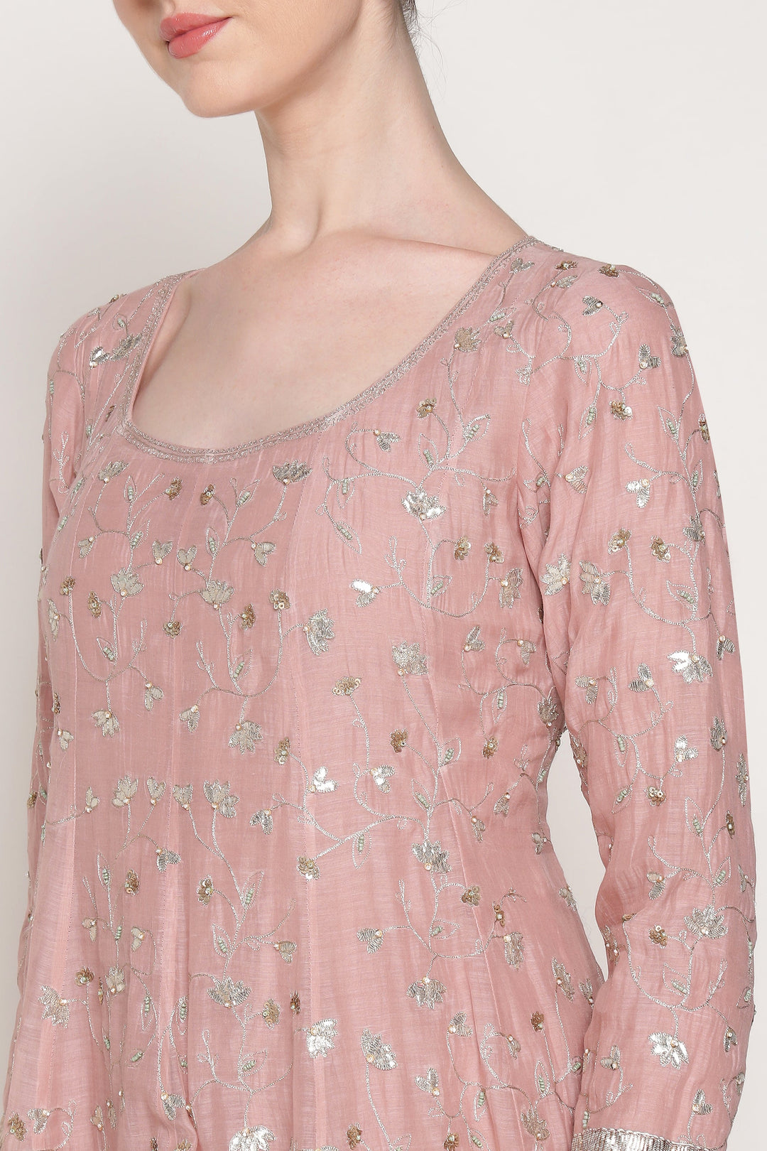 Pink Delara Long Anarkali