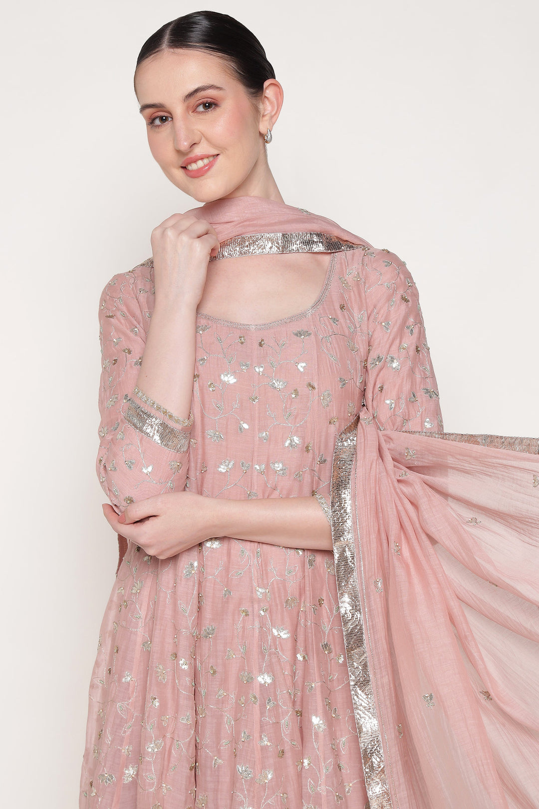 Pink Delara Long Anarkali