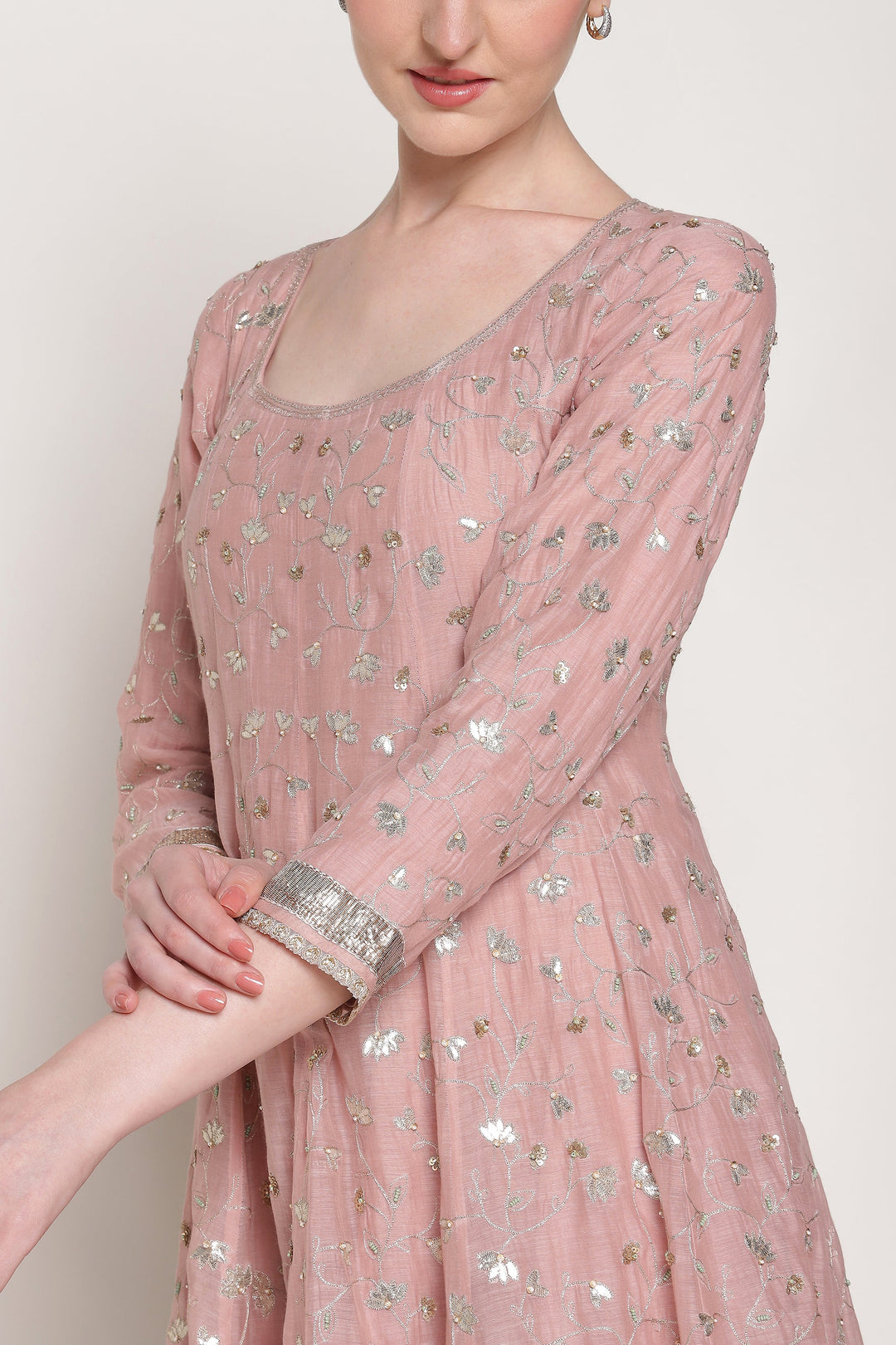 Pink Delara Long Anarkali