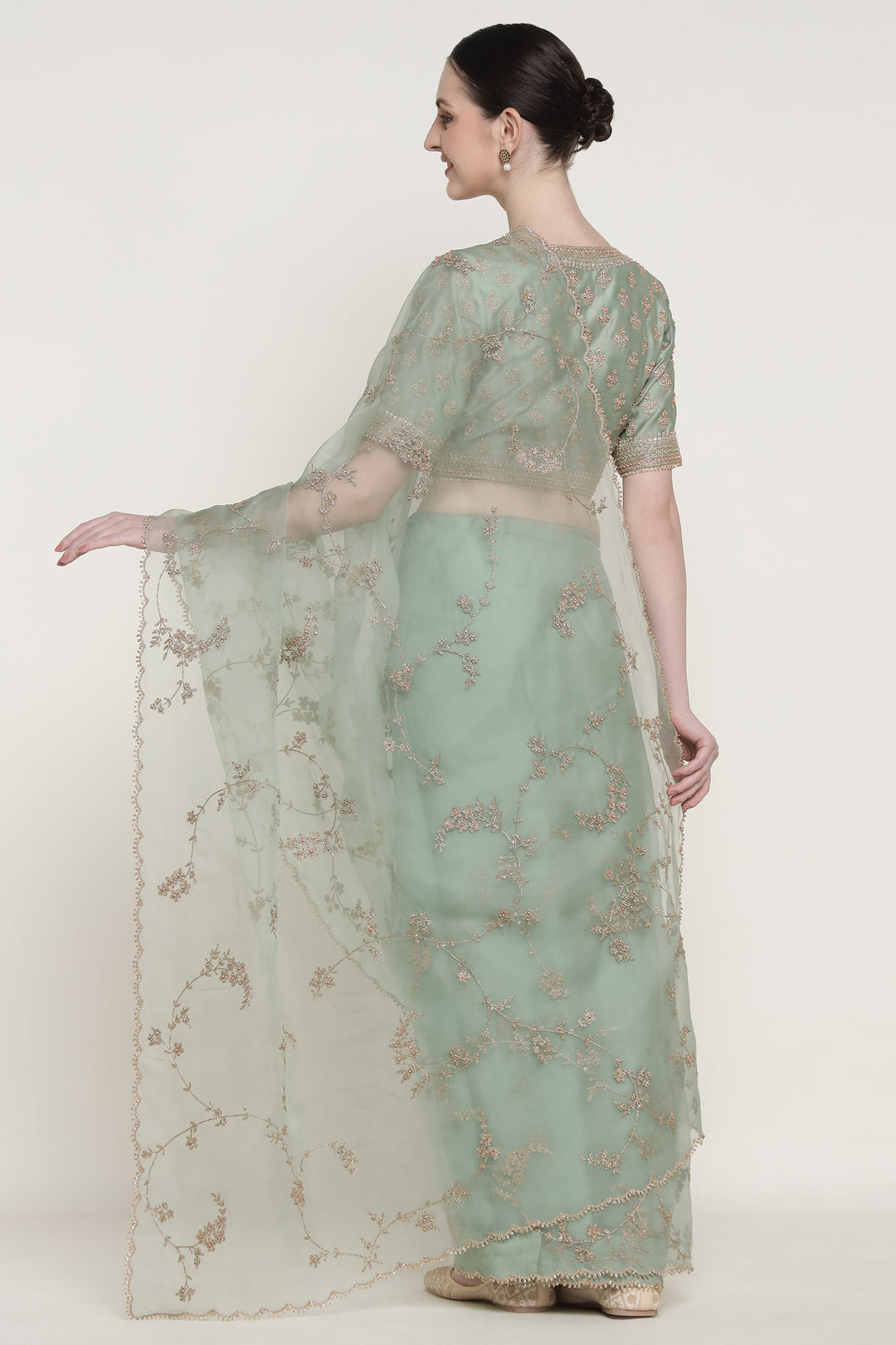 Teal Vrinda Dori Saree Set