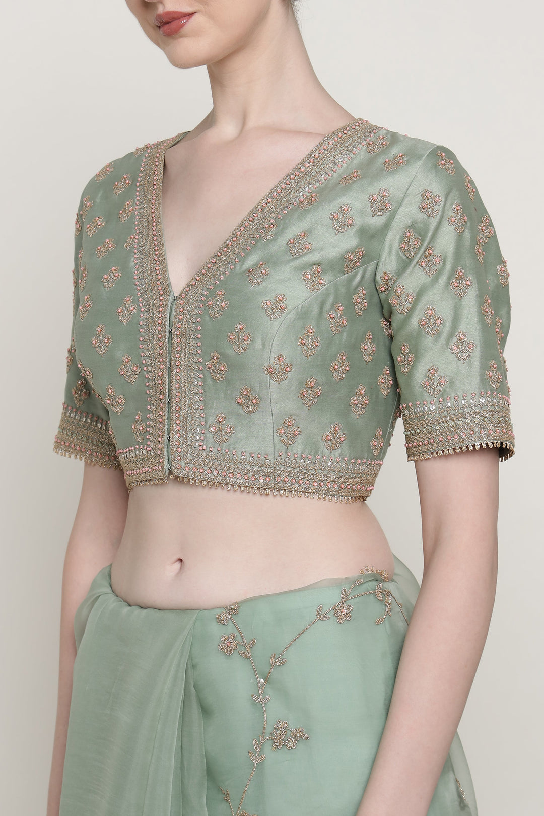 Teal Vrinda Dori Saree Set