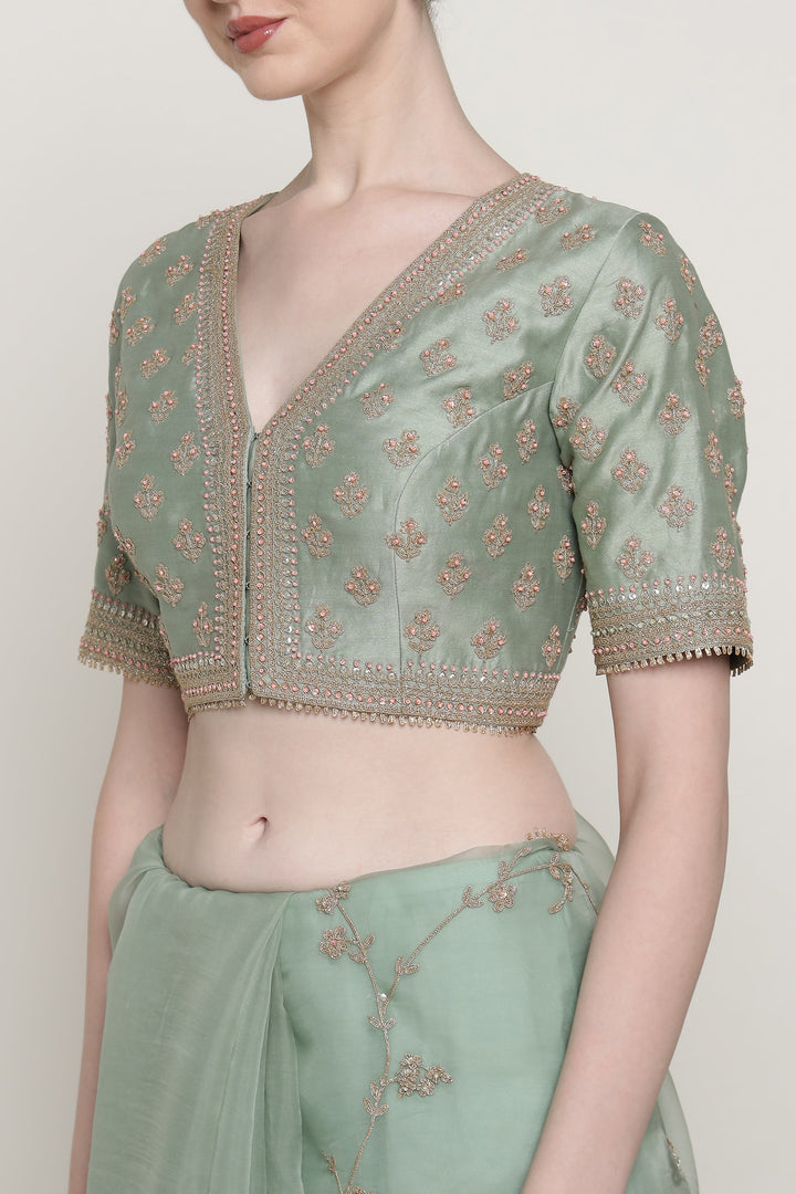 Teal Vrinda Dori Saree Set