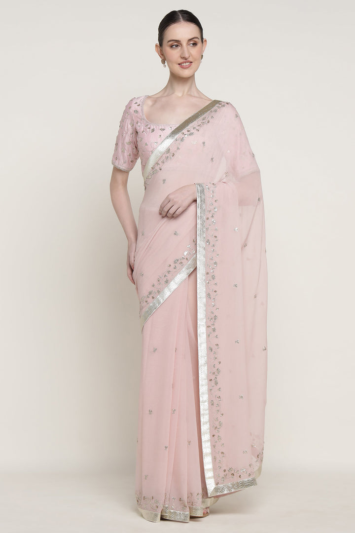 Pink Delara Saree Set