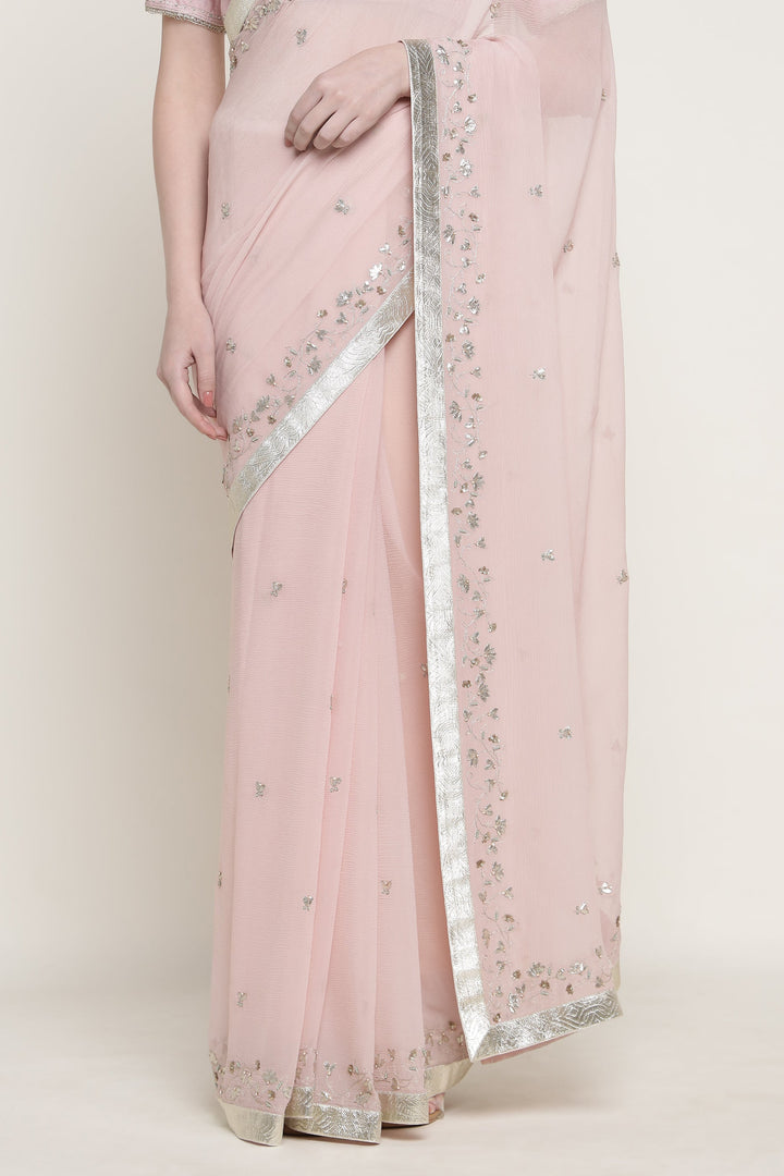 Pink Delara Saree Set