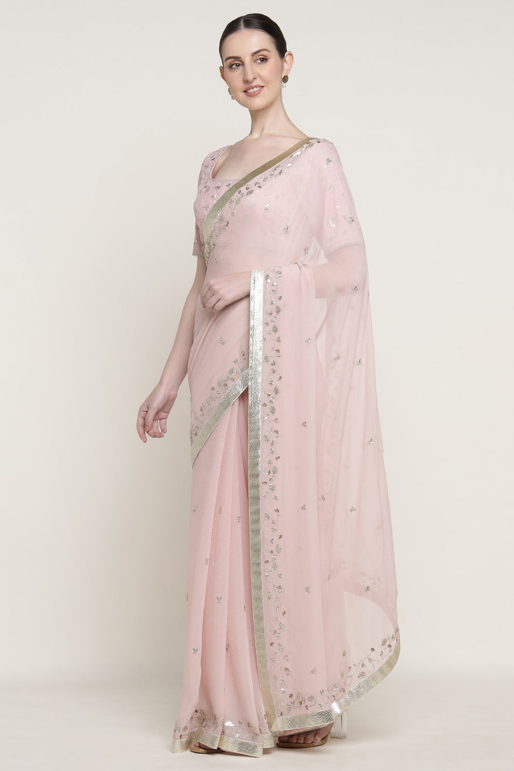 Pink Delara Saree Set