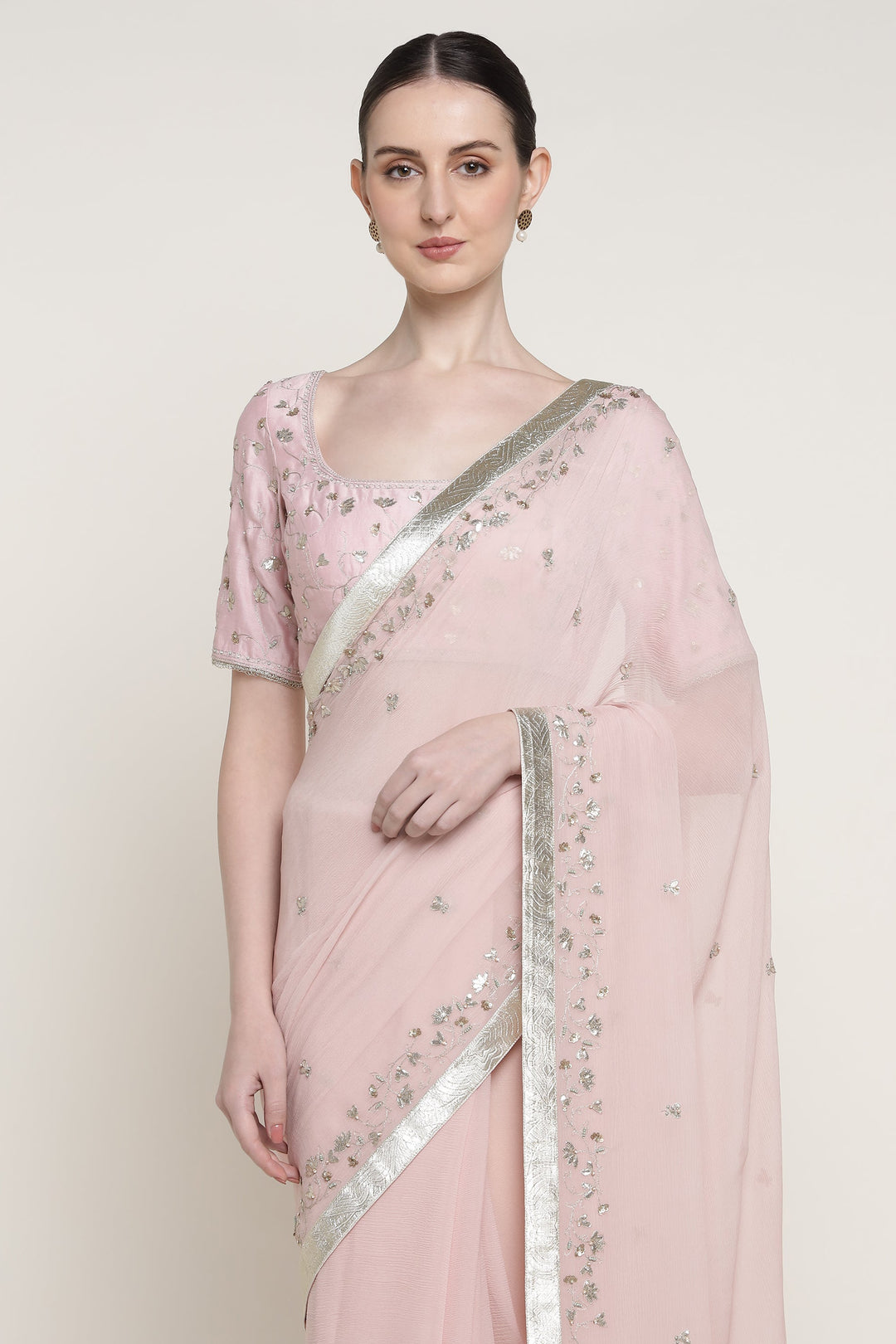 Pink Delara Saree Set