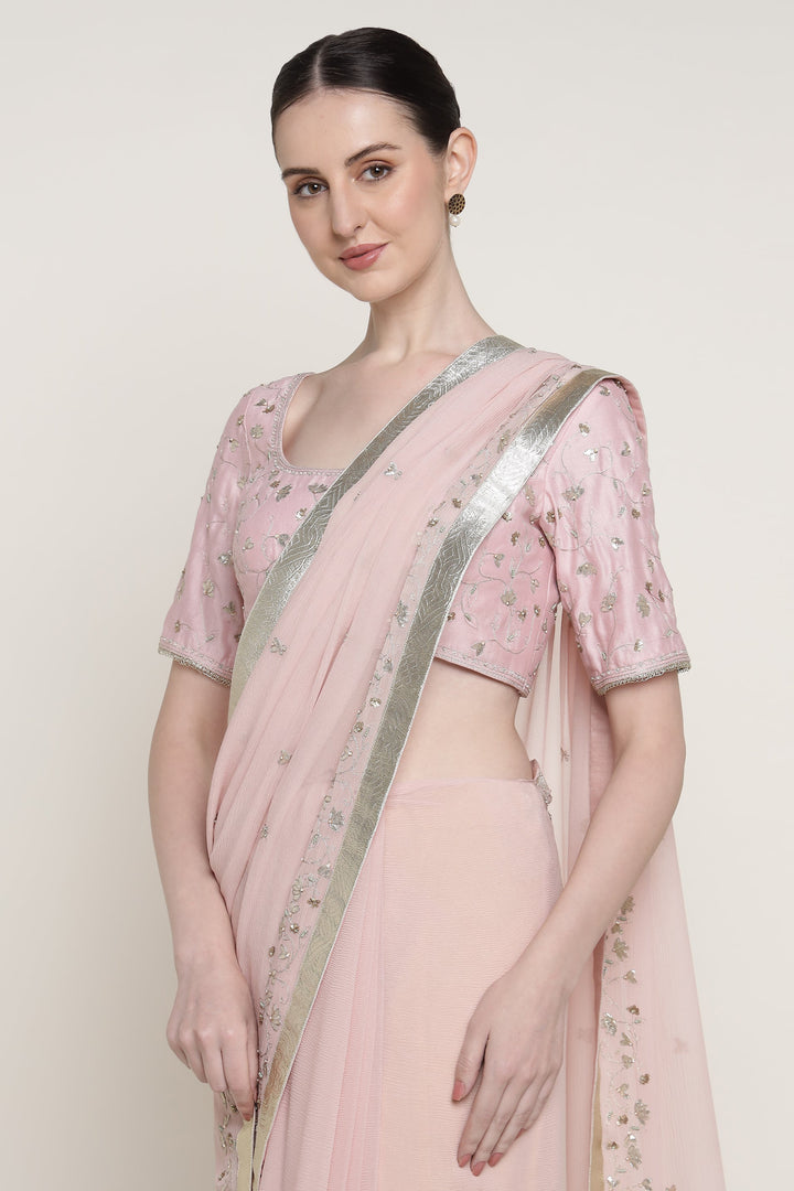 Pink Delara Saree Set