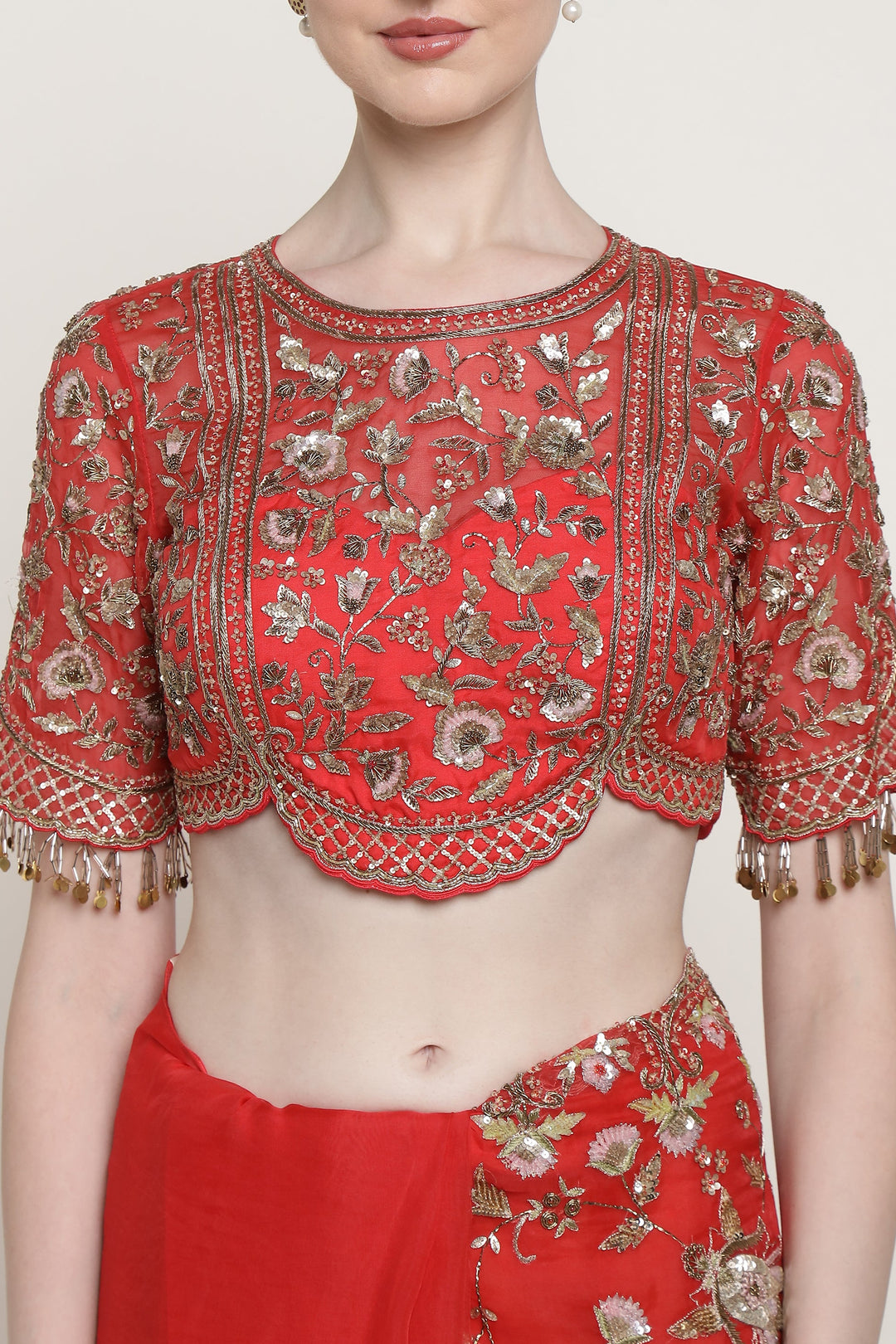 Red Wedding Bloom Saree