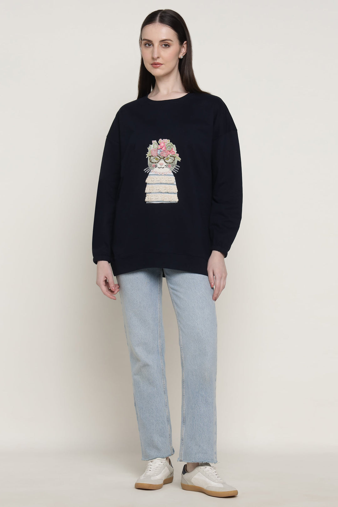 Navy Cool  Cat Sweatshirt