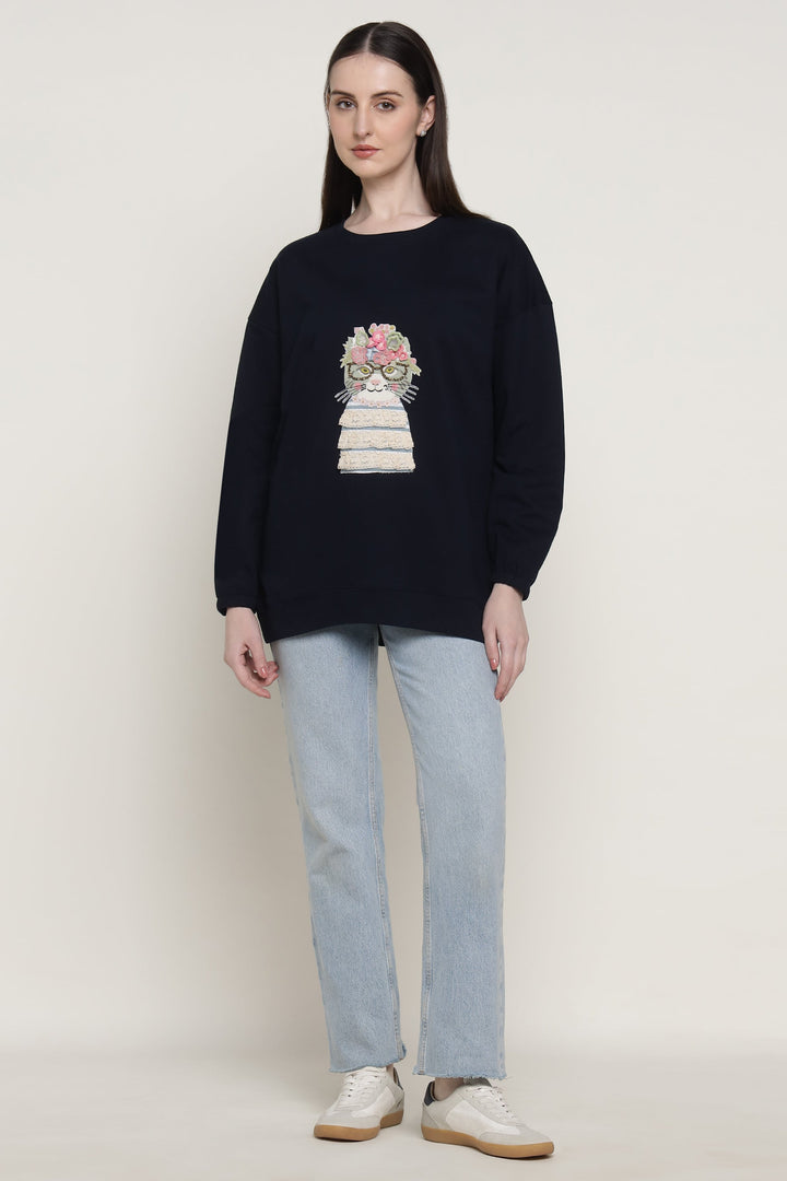 Navy Cool  Cat Sweatshirt