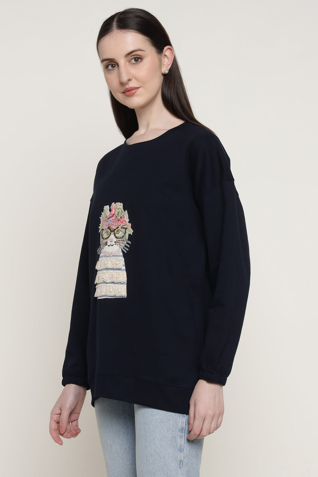 Navy Cool  Cat Sweatshirt