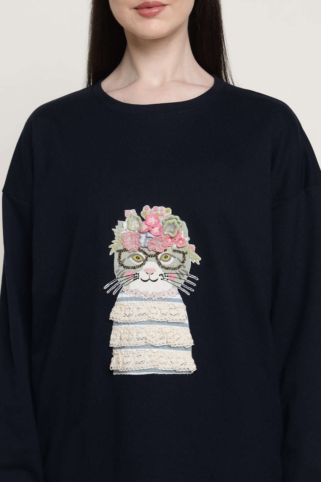 Navy Cool  Cat Sweatshirt