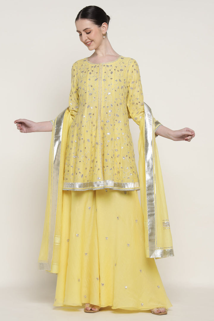 Yellow Delara Short Anarkali