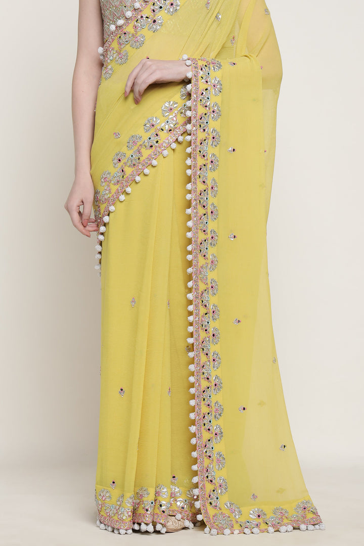 Yellow Mirage Mirror Saree