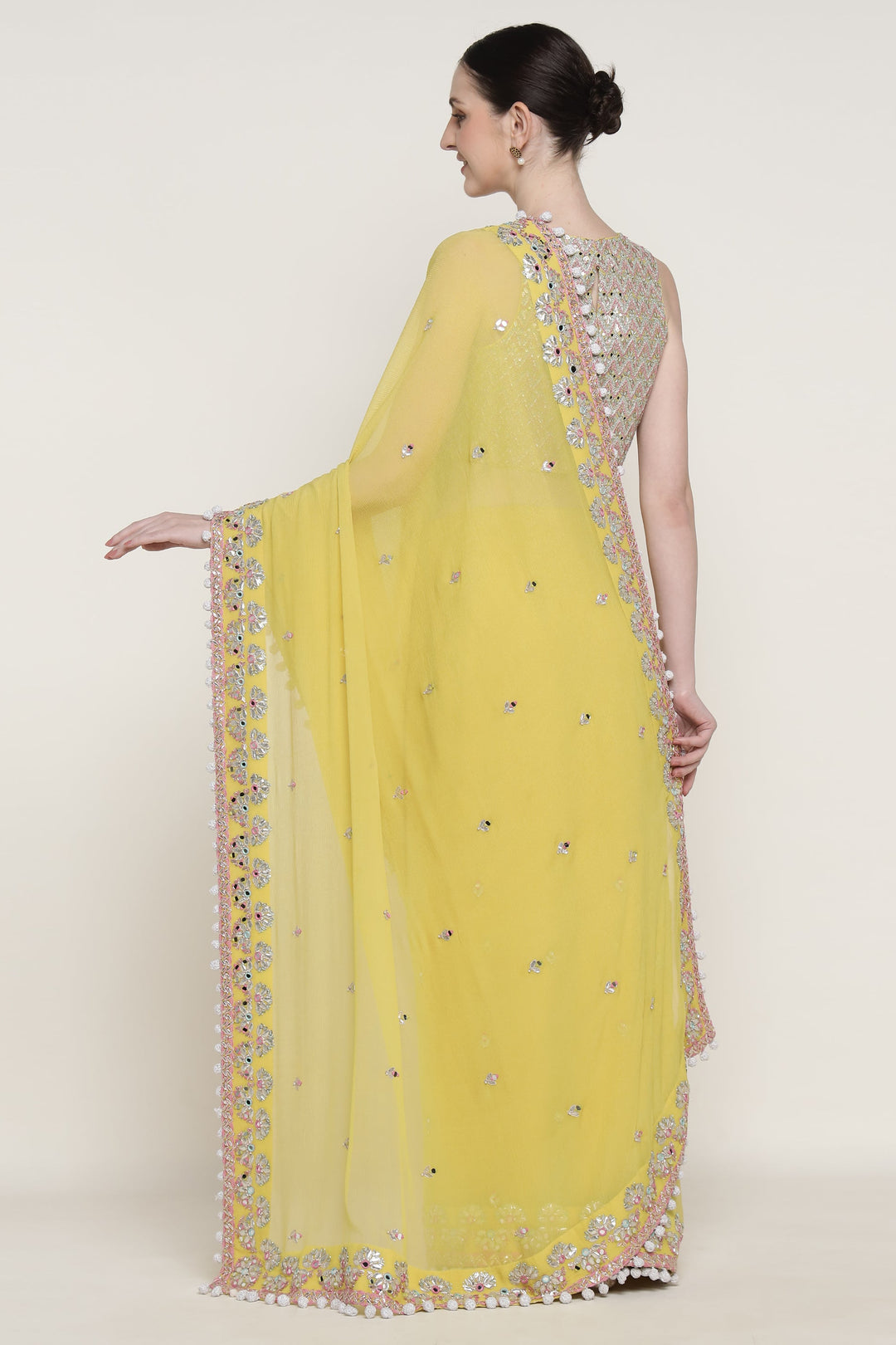 Yellow Mirage Mirror Saree
