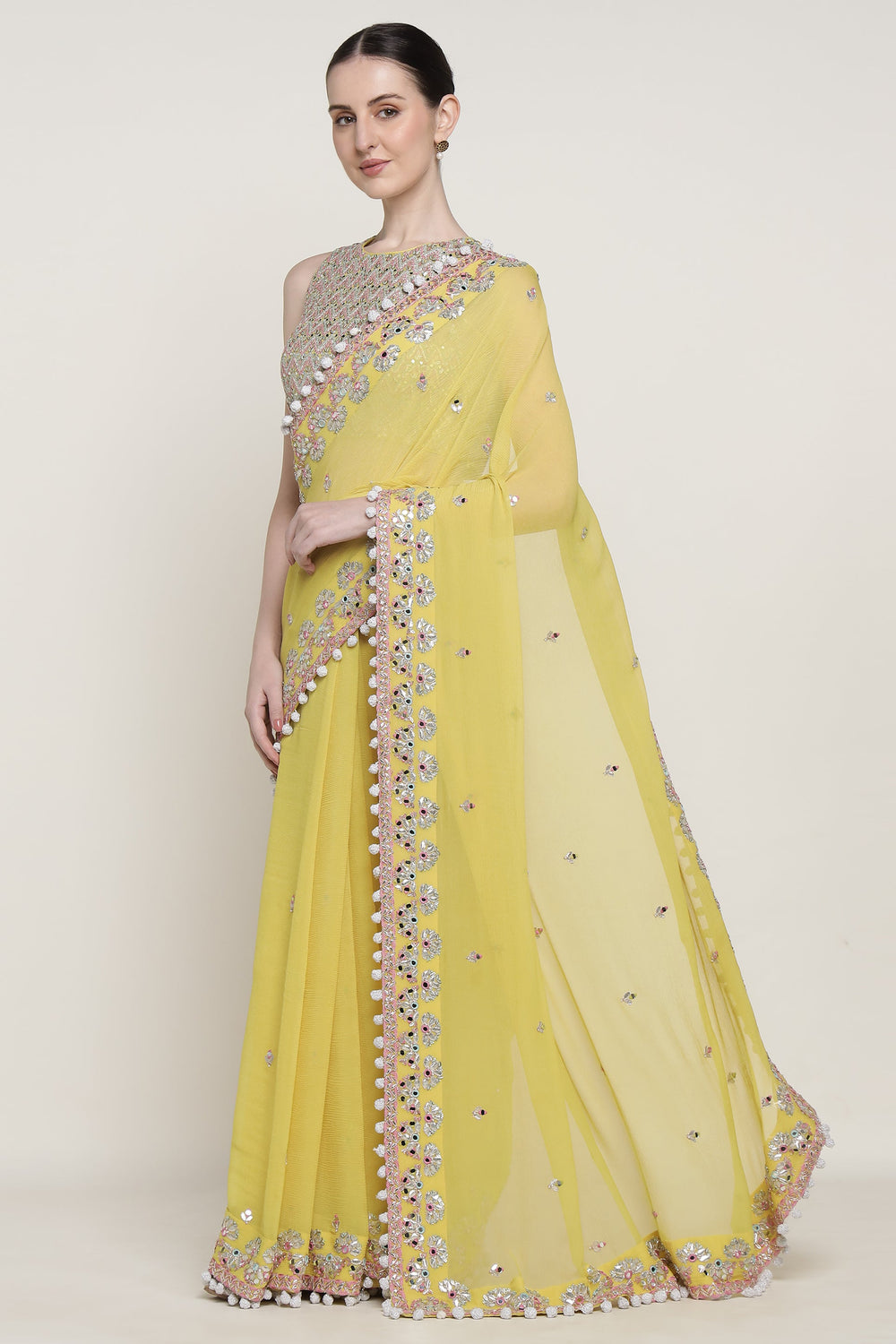 Yellow Mirage Mirror Saree
