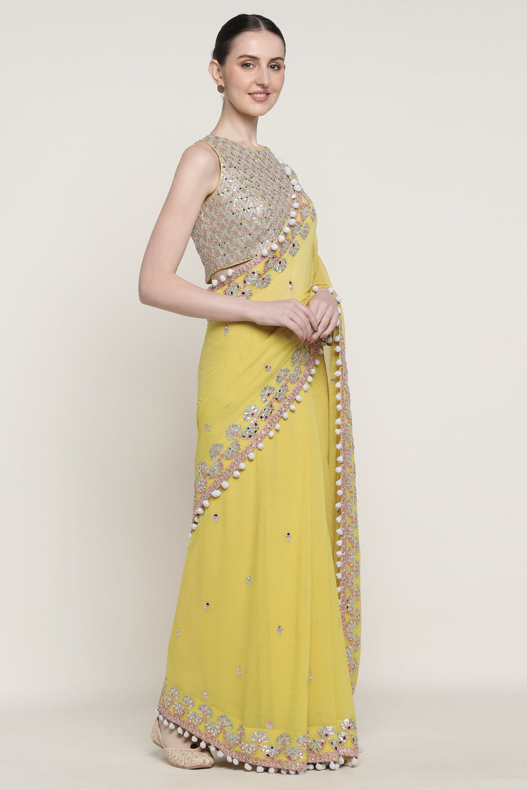 Yellow Mirage Mirror Saree