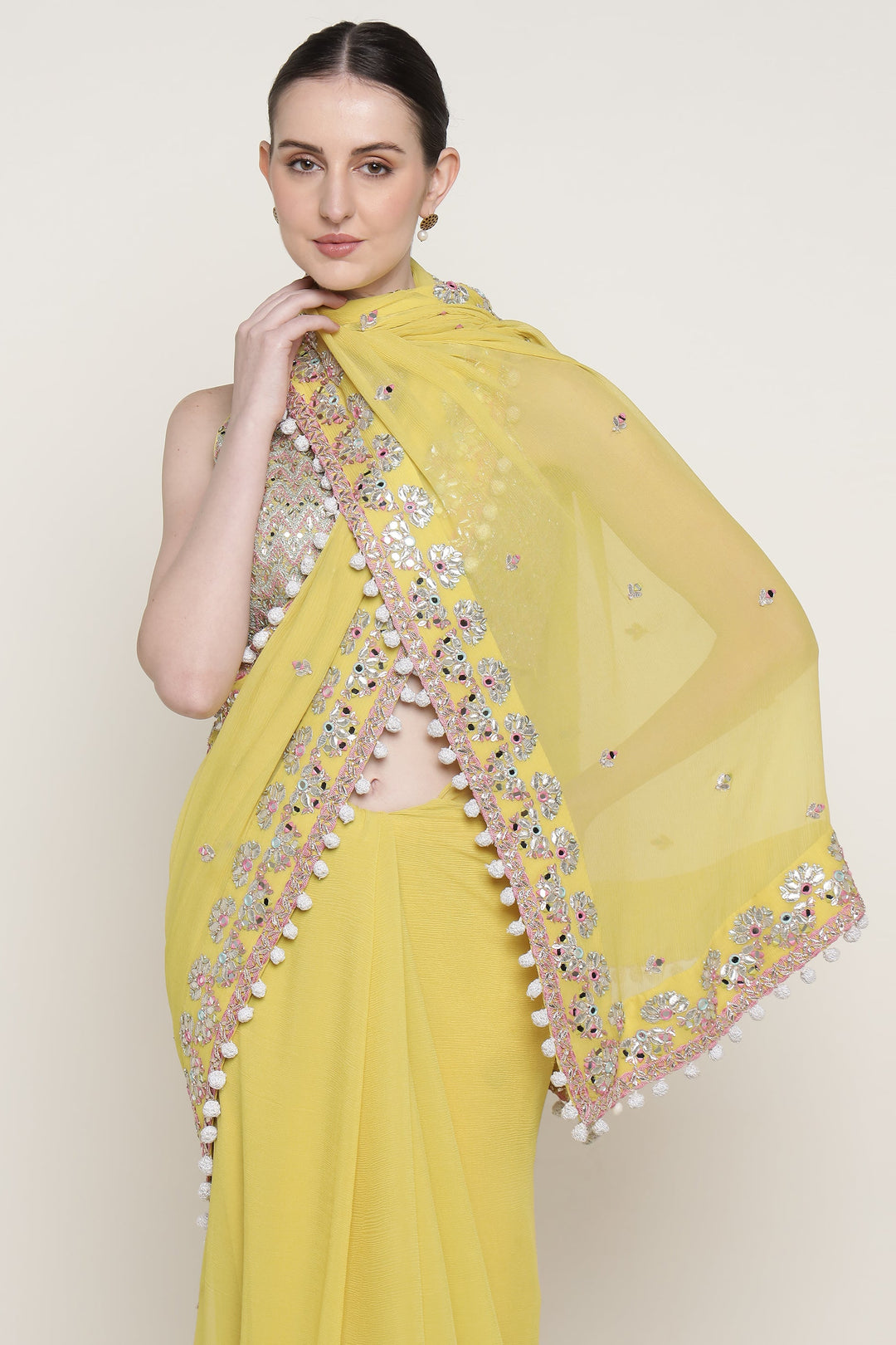 Yellow Mirage Mirror Saree
