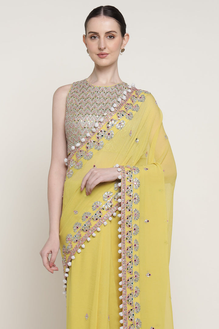 Yellow Mirage Mirror Saree