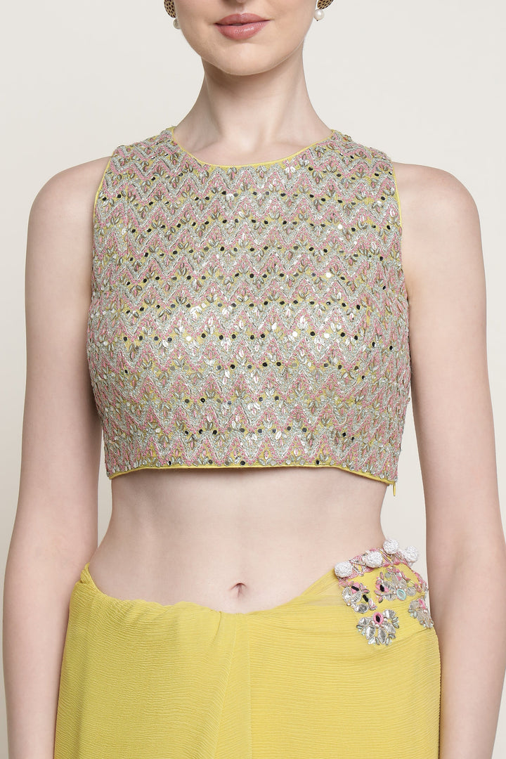 Yellow Mirage Mirror Saree