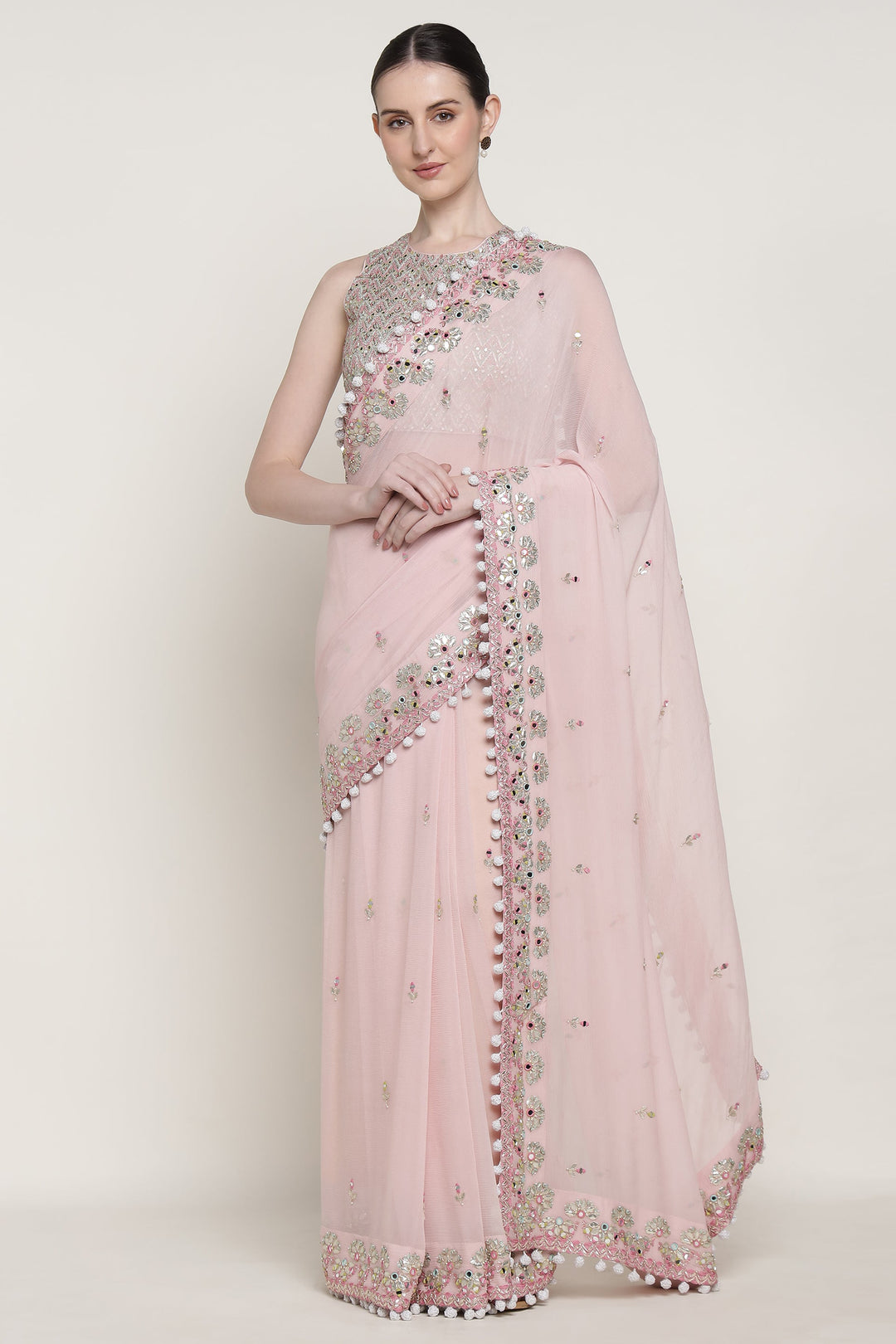 Pink Mirage Mirror Saree