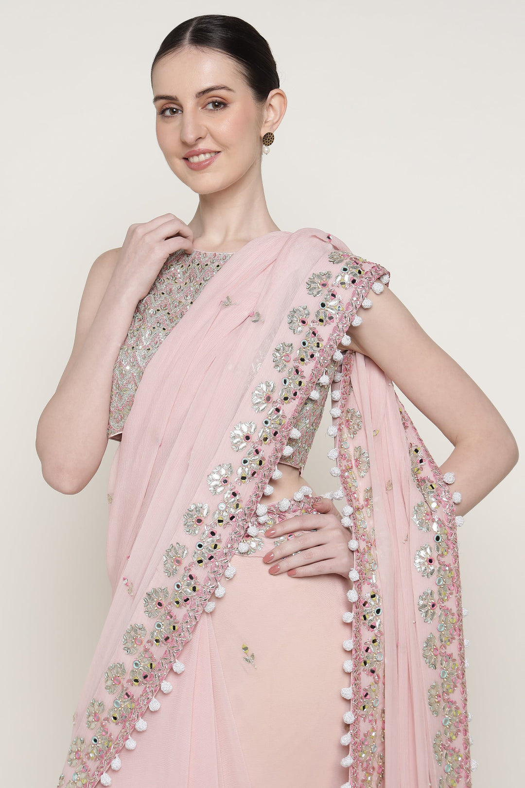 Pink Mirage Mirror Saree