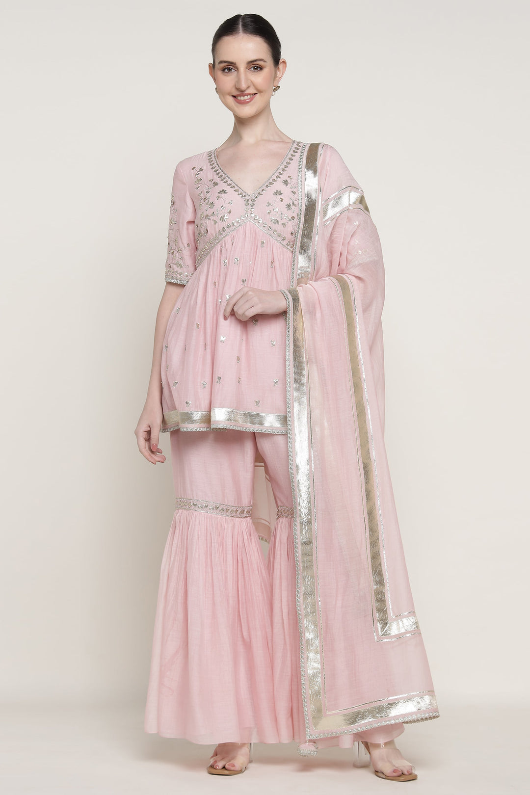 Pink Delara Short Peplum Set