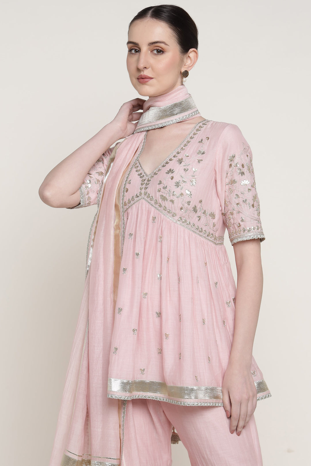 Pink Delara Short Peplum Set