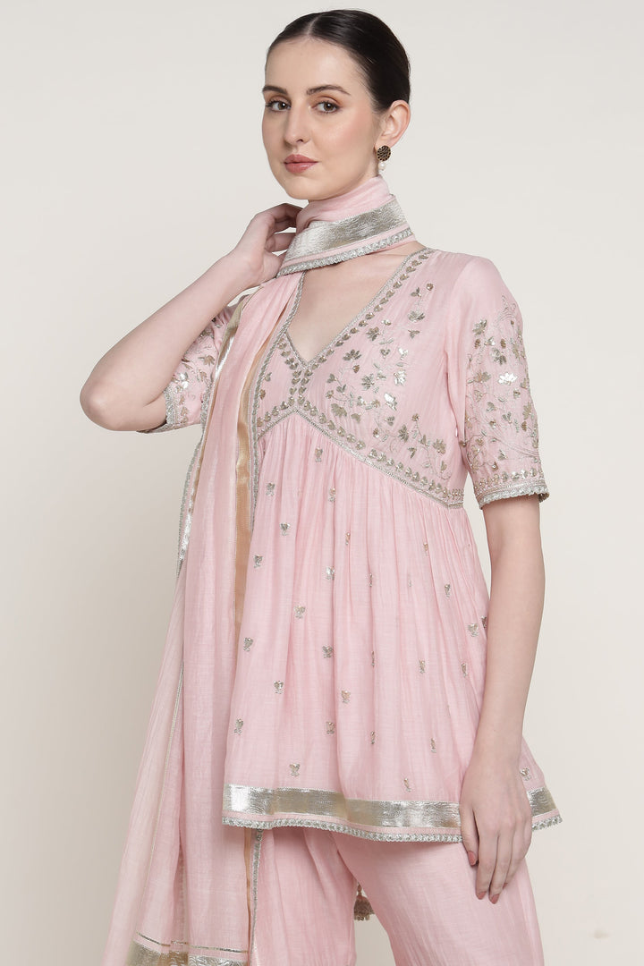 Pink Delara Short Peplum Set