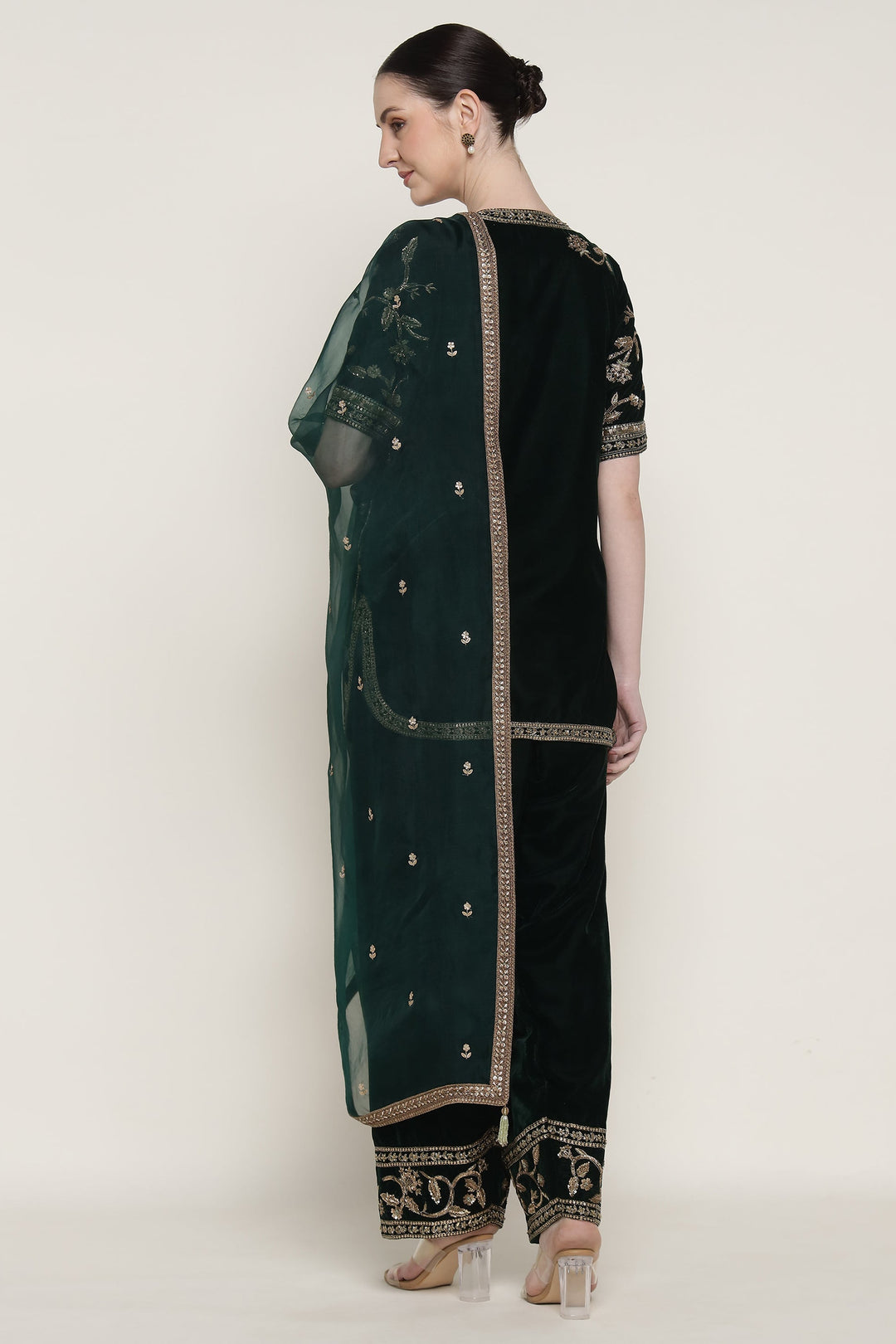 Green Zareen Velvet Kurta Set